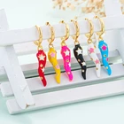 Серьги-кольца женские из серебра 925 пробы, с эмалью и перцем 2021