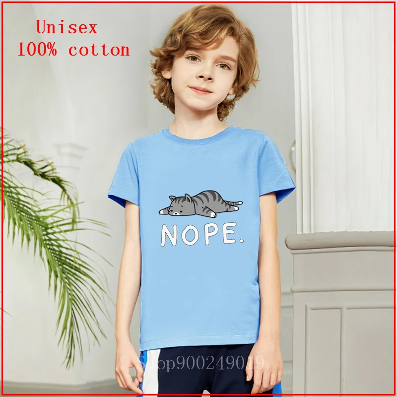Nope Not Today/белая рубашка с рисунком кота Детская Хлопковая футболка короткими