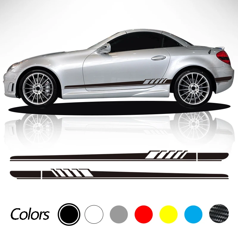 

2 Pcs Car Door Side Stripe Skirt Sticker Vinyl Decal For Mercedes Benz SLK Class R170 R171 R172 SLK55 AMG SLK200 250 Accessories