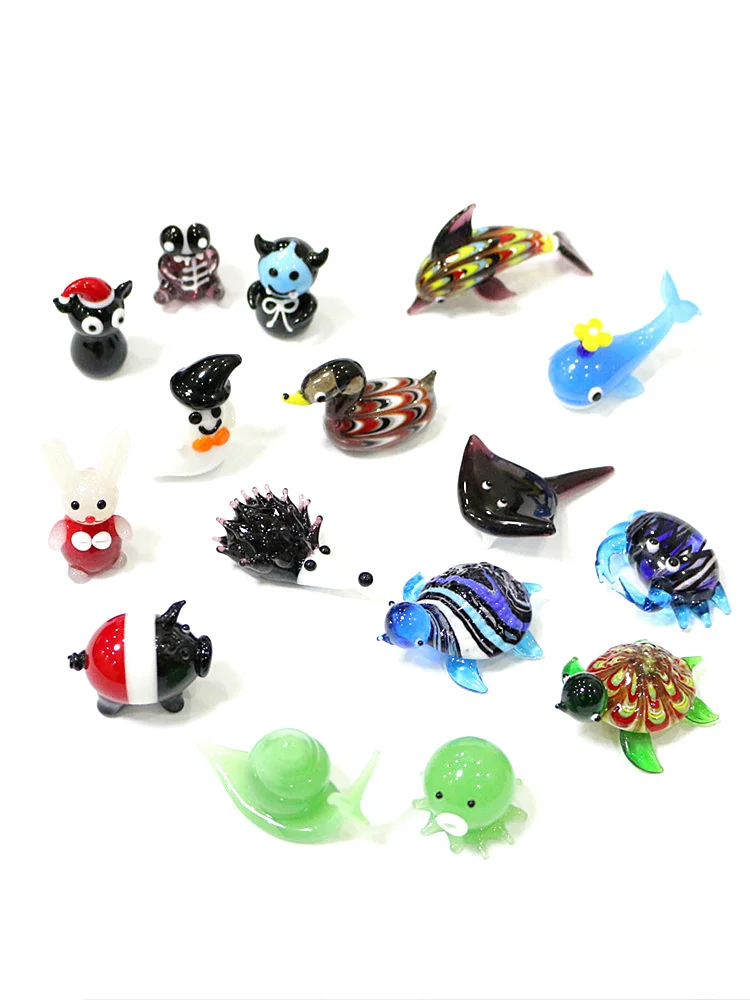 

Custom Wholesale Miniature Glass Craft Figurines Japanese Style Cute Sea Animal Ornaments Easter Kawaii Decor Charms Accessories