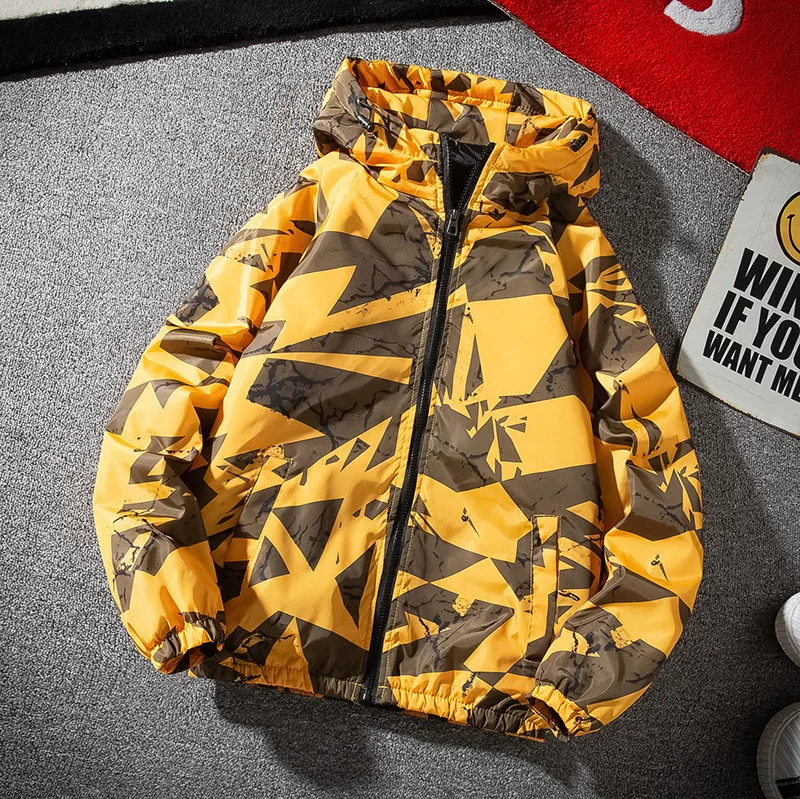 Lovers Winter New Style Plus Cotton Jacket Tooling Harajuku Style Male Female Youth Student Camouflage Hooded Winter Clothes