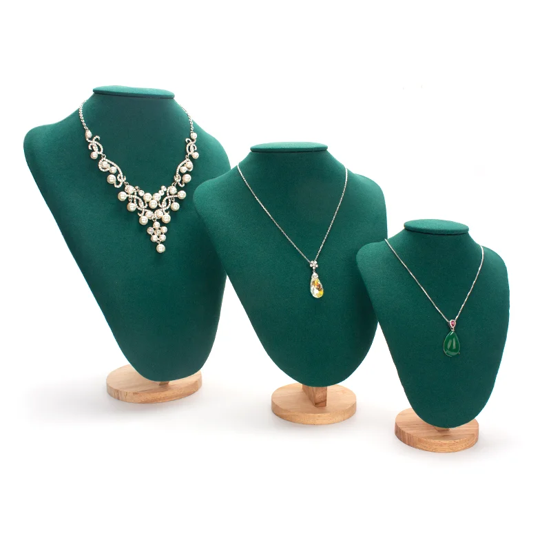 new 3-grids ring jewelry display wood green stand women earring pendent bracelet showcase trays jewellery organizer storage box