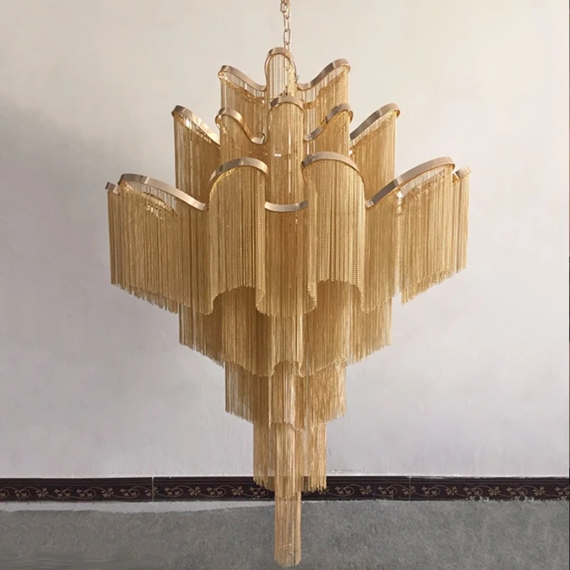 

Post-modern Fringe Pendant Lamp Duplex Building LOFT Apartment Pendant Hanging Lamp Villa Living Dining Room Stair Light Luxury