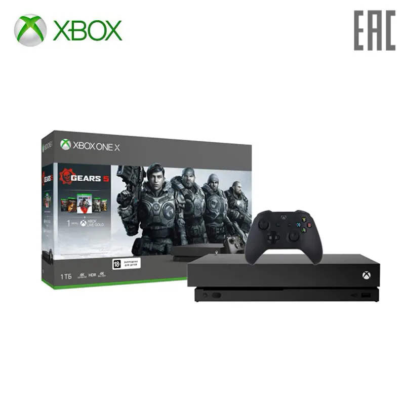 Игровая консоль Xbox One X с 1 ТБ памяти и играми Gears 5 + Ultimate издание of War 2 3 4|Игровые