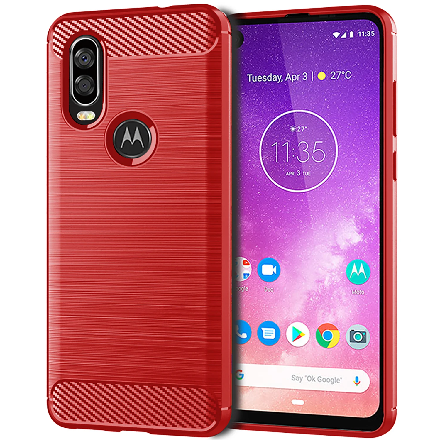 SRHE чехол для Motorola Moto One Action Силиконовый прочный армированный мягкий волокнистый