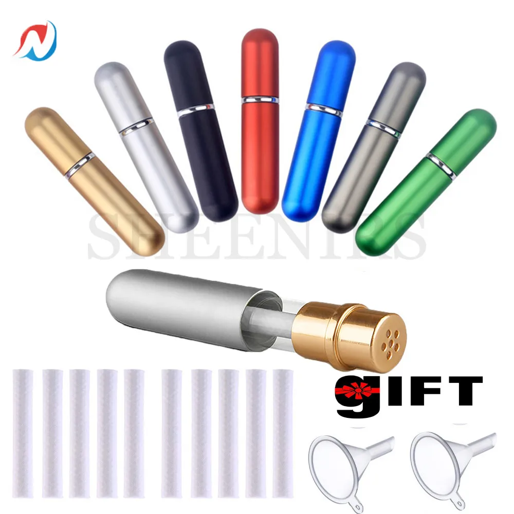 

10 шт., пустые алюминиевые пустые металлические ингаляторы Sheenirs с фитили