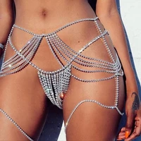 sexy chain body jewelry stone crystal bikini gstring thong for women bling rhinestone panty underwear jewelry belly waist chain