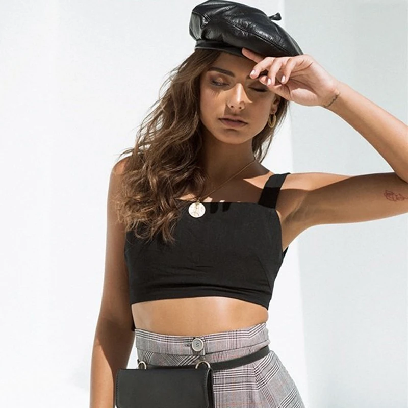 Новейшая летняя пикантная Женская майка с открытыми плечами модная однотонная