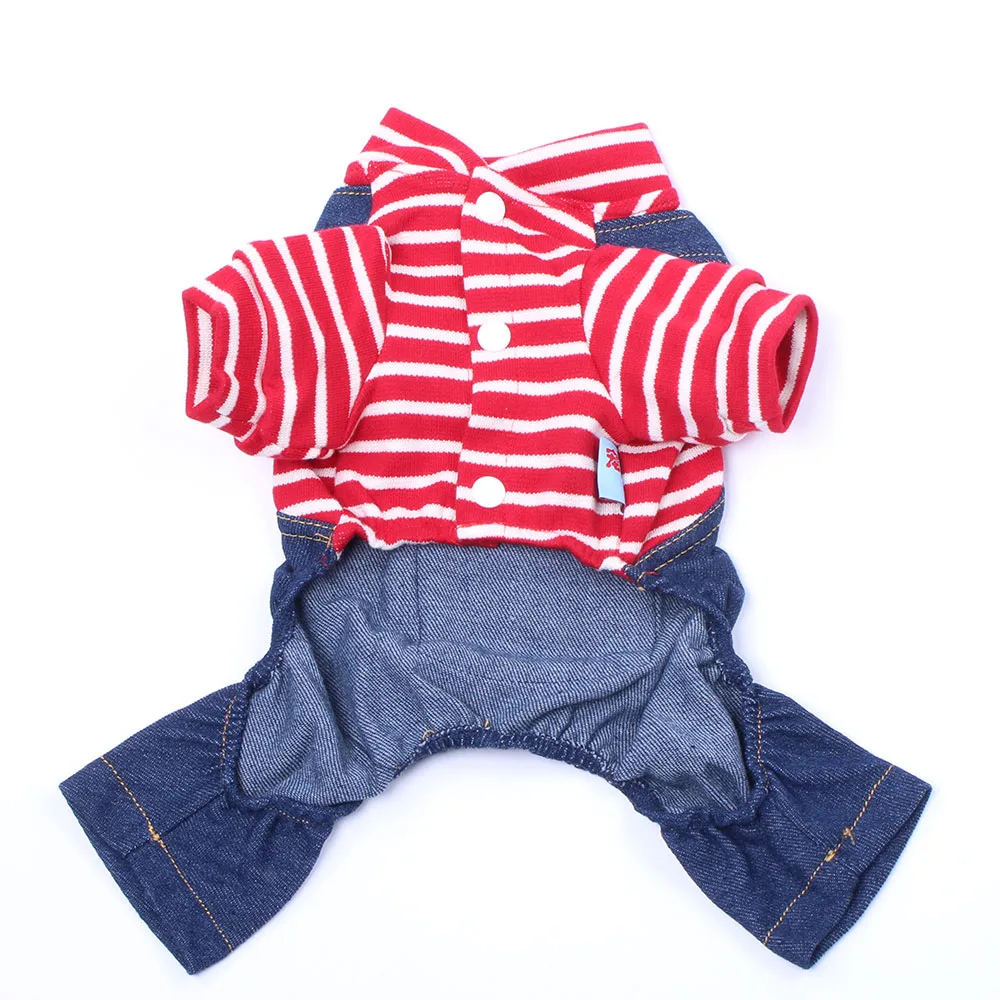Striped Dog Cat Jumpsuit Hoodie with Big Pocket Pet Puppy T-Shirt Coat Autumn Clothes Apparel | Дом и сад