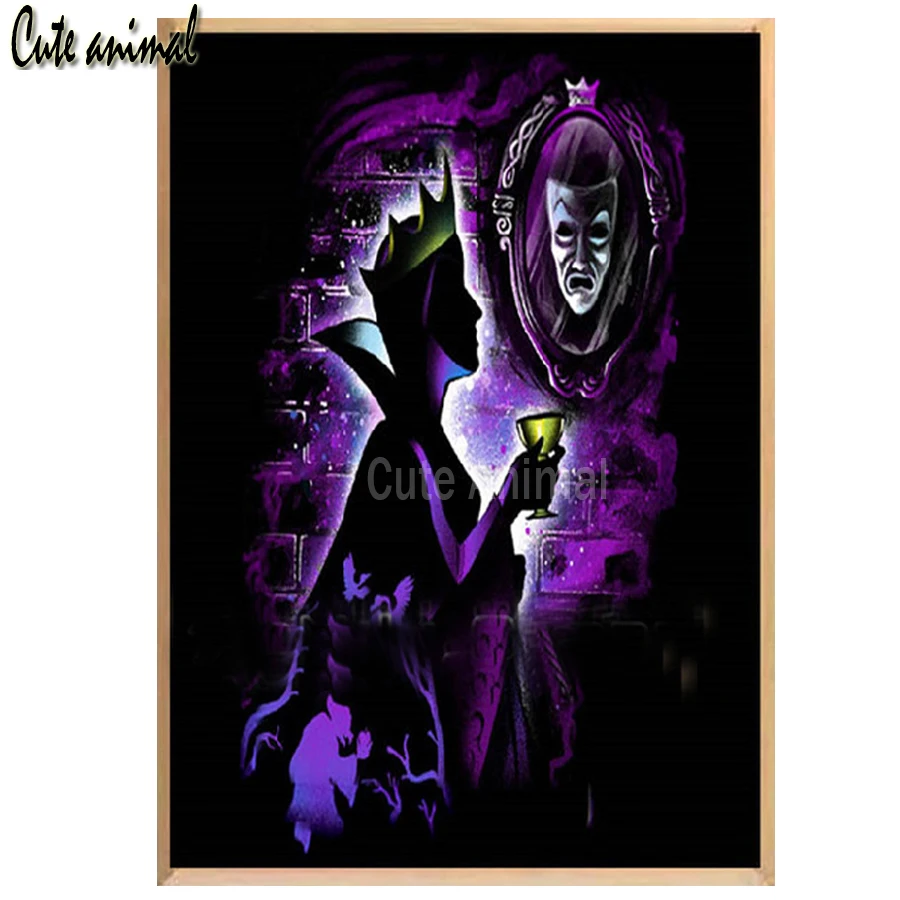 

Diamond Painting Full Drill Square/Round Evil Fairy Art Diamond Embroidery Cartoon Witch Magic Mirror Cross Stitch Rhinestones