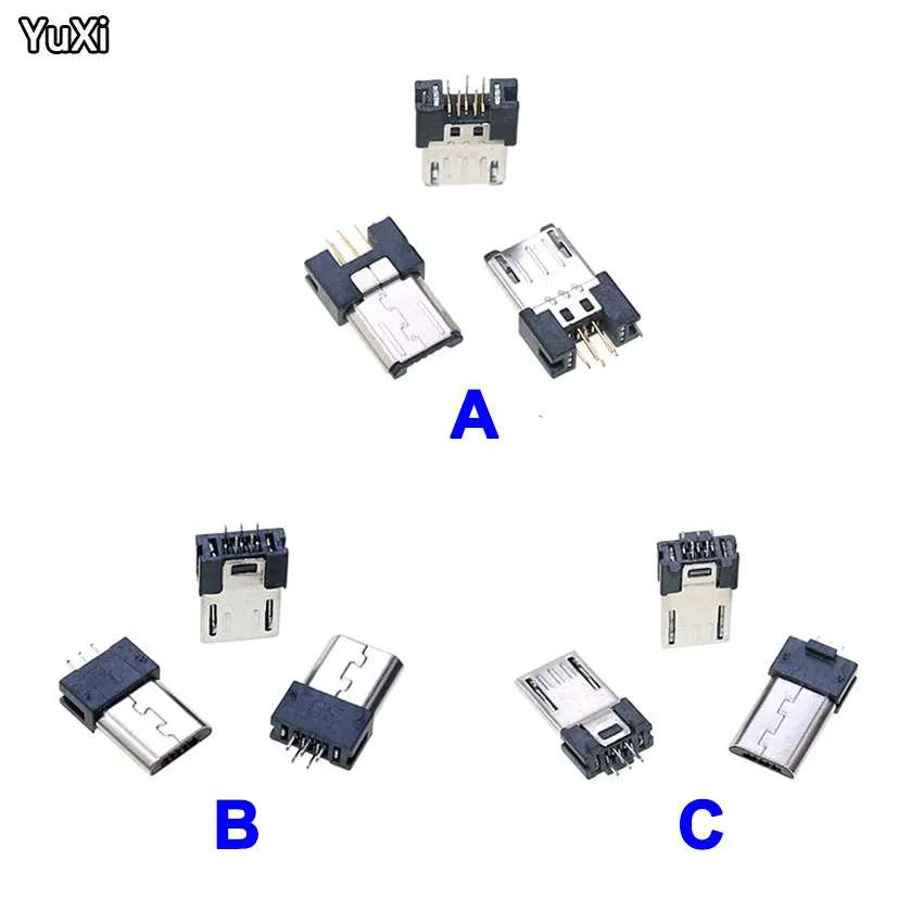 

100-1000PCS Micro USB Connector socket For DIY Welding Type Tail Charging port Mobile Phone Type B 5Pin Male Plug Wire Solder