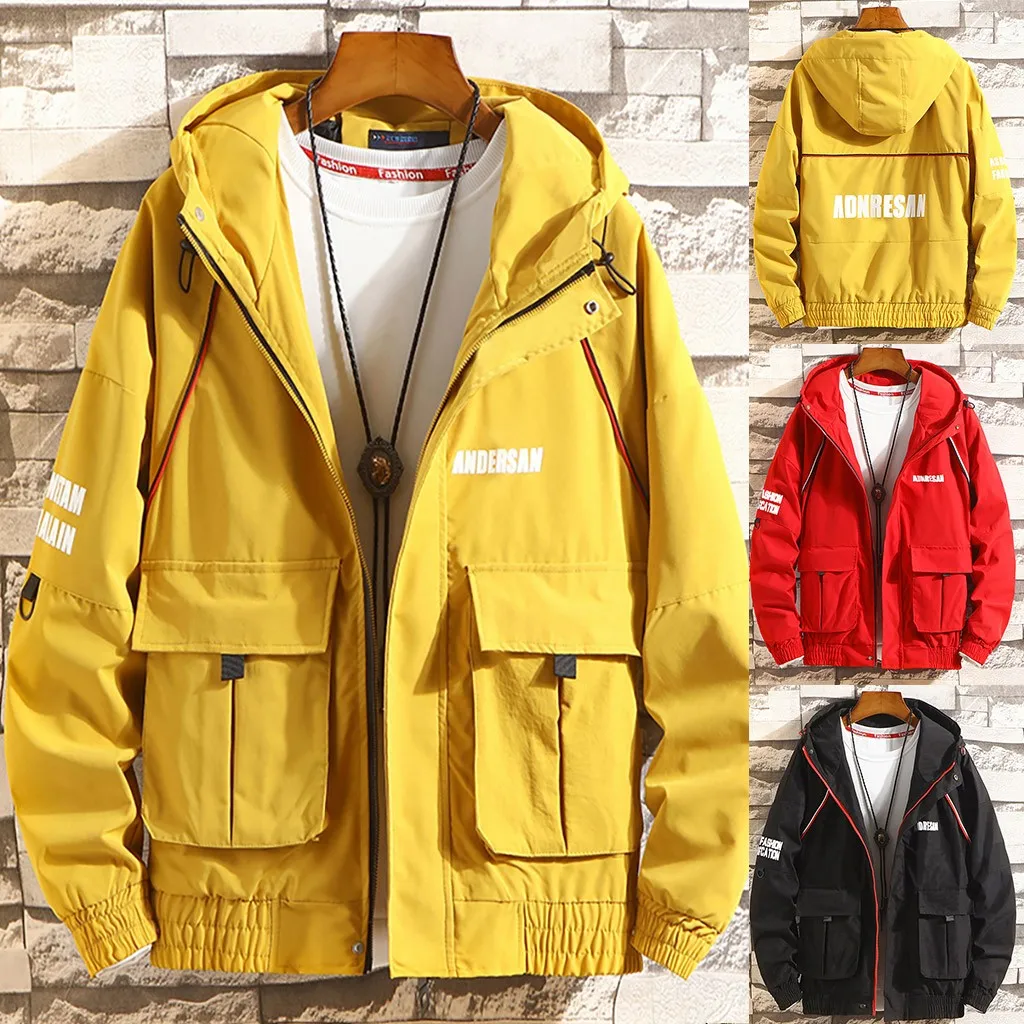 MUQGEW однотонная куртка 2019 осенние мужские куртки с капюшоном Slim Fit длинным рукавом