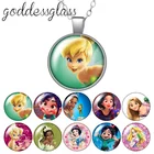 Принцесса Tinkerbell Tiana Белоснежка Vanellope подарок для девочек стеклянный кабошон посеребренныйхрустальный кулон ожерелье ювелирные изделия