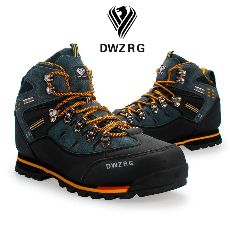 DWZRG-zapatos de senderismo impermeables para hombre, calzado de cuero, para escalada y pesca, botas altas de invierno