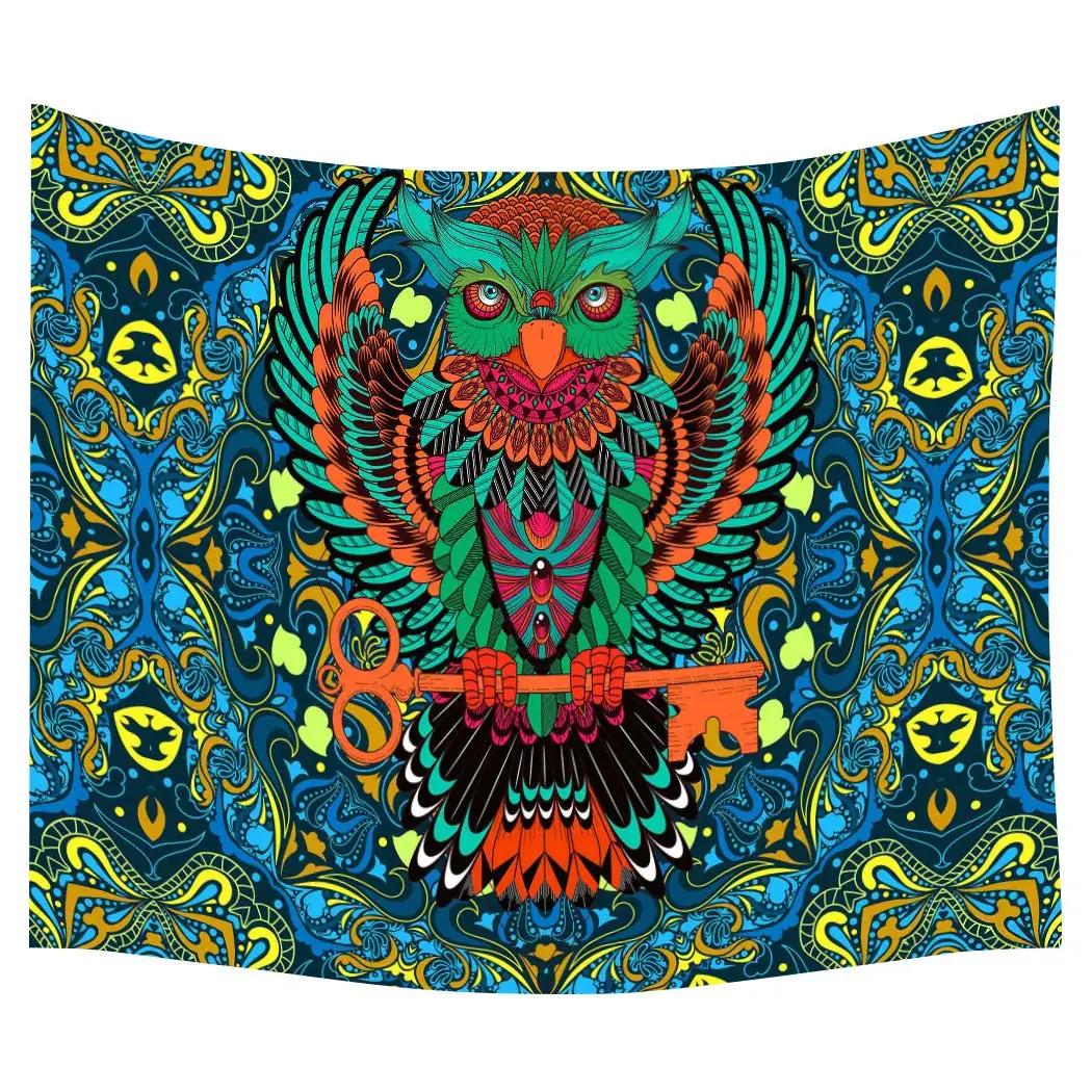 

Owl Green Hippie Bohemian Wall Hanging Floral Illusion Wall Art