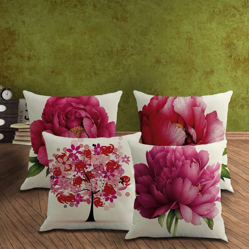 

1 X Pillow Case 45 X 45cm Love Flower Cotton Linen Throw Pillow Case Cushion Cover Home Car Decor *100% Brand New