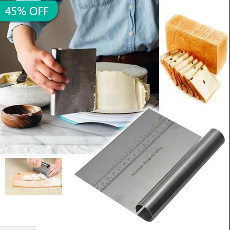

Stainless Steel Cake Scraper Pastry Cutters Baking Cake Cooking Dough Scraper Spatulas Edge DIY Baking Decorating Tools