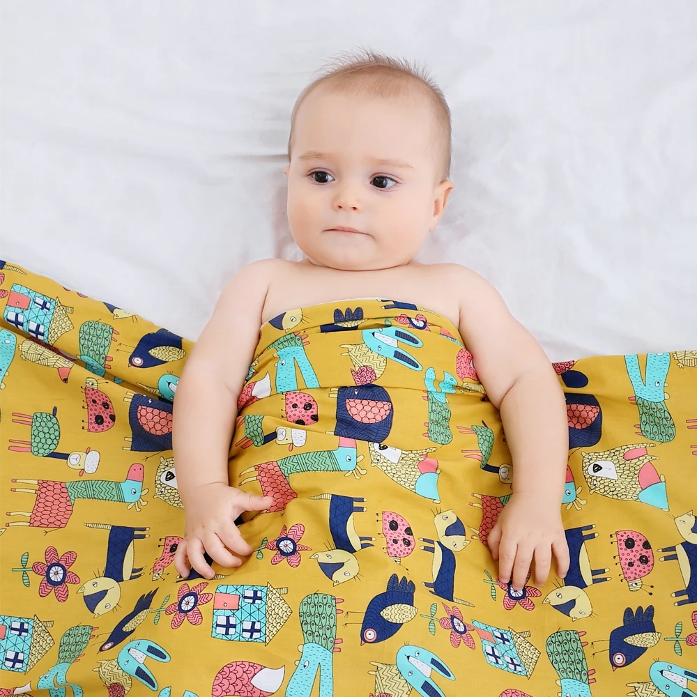 Мультяшное детское одеяло, пеленка для новорожденных, мягкое плюшевое + хлопковое детское одеяло для коляски, приемное одеяло из органическ...