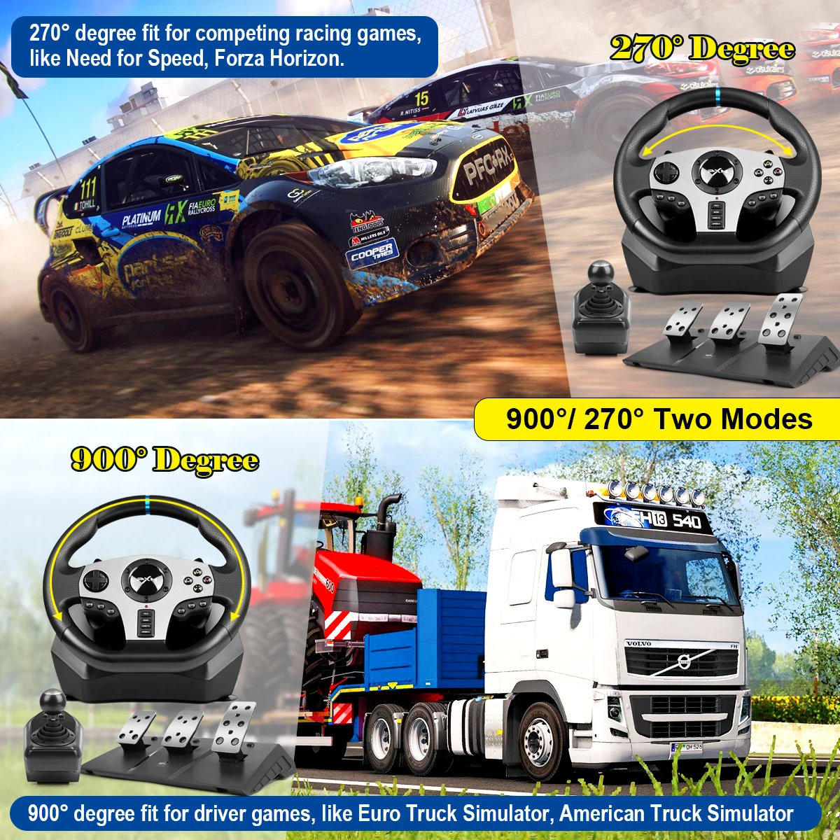 Игровой руль с педалью PXN-V9 Pro геймпад гоночный ручная передача Вибрация для