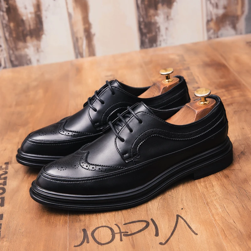 Мужские туфли повседневные Роскошные оксфорды модные броги в британском стиле