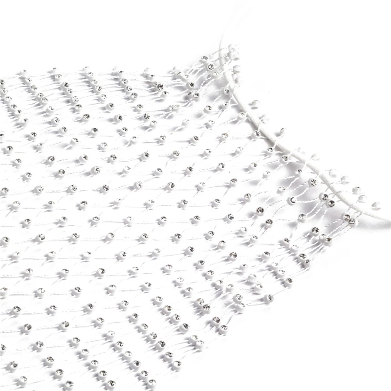 

Hot Sale Fashion Ladies Rhinestone Tank Top, Sleeveless Mesh Flashing Diamond Top, Lace-up Hollow High Waist Garment Wholeslae
