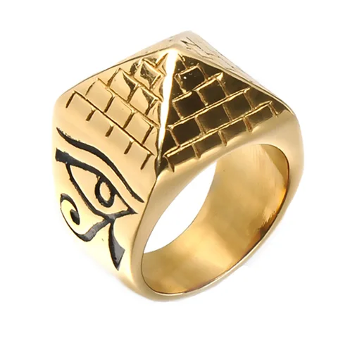Старинное египетское пирамидальное кольцо из нержавеющей стали для Фараона