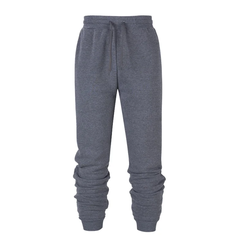 

Men Pants Solid Color Fleece Warm Threaded Cuffs High Quality Fashion Dark Gray Sweatpants Trousers Casual Joggers Bodybuilding