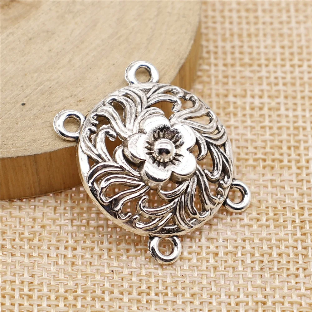 

5pcs 25x29mm 4-Hole Body Chain Connector Charms Tibetan Silver Color For Jewelry Making DIY Necklace Making Accessoreis