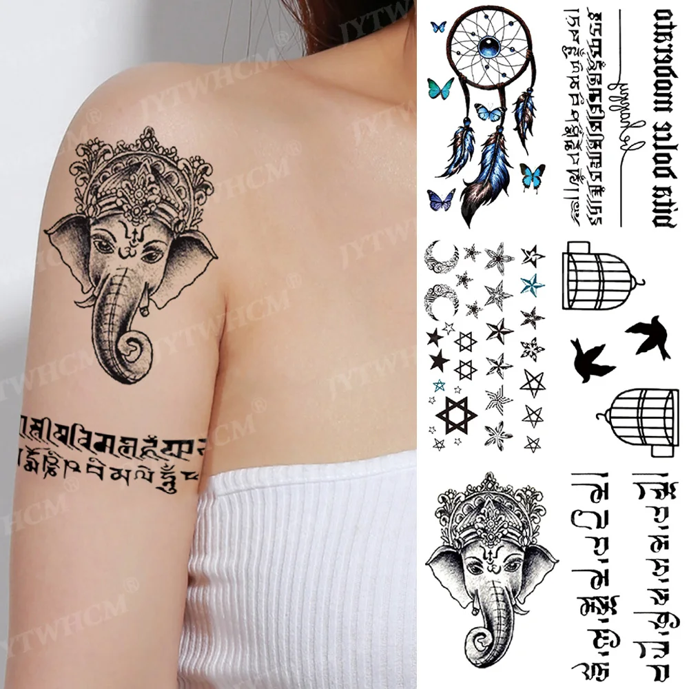 

Temporary Tattoo Sticker Children Waterproof Art Arm Sleeve Sexy Body Stickers Tribe Elephant Flash Fake Tattoos For Men Women