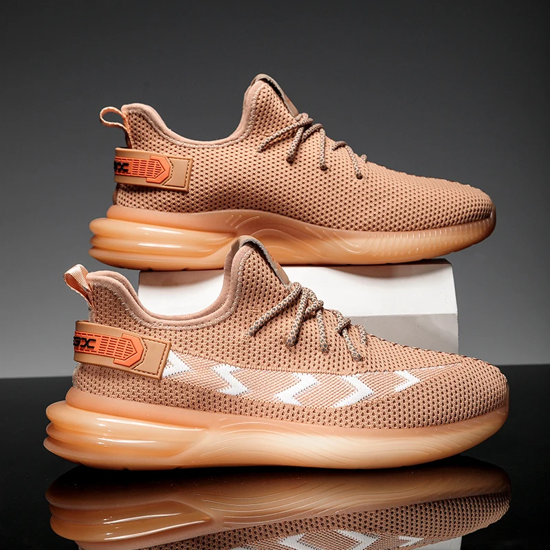 Дышащие кроссовки Мужская обувь Амортизирующая для бега Удобная прогулок Белые