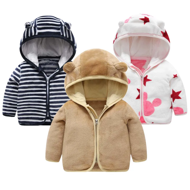 

Детская новая осенне-зимняя куртка с капюшоном Детская однотонная куртка на молнии с длинным рукавом из плотного кораллового флиса с капюш...