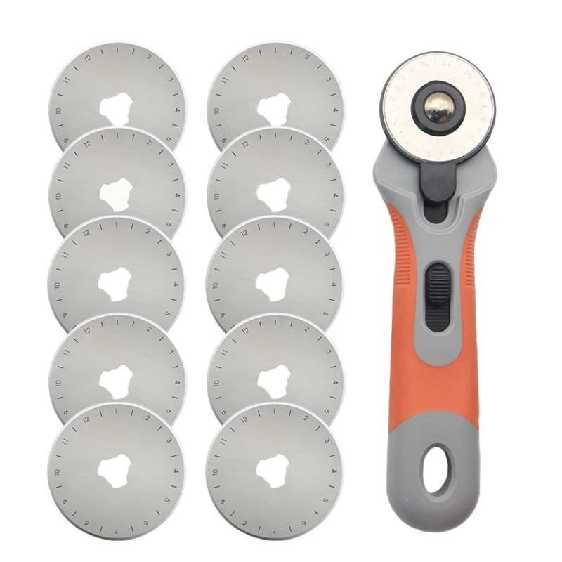 

Promotion! 45mm Rotary Cutter Set Rotary Cutter with 10 Replacement Rotary Blades & Safety Lock for Precise Cutting Sewing Cutti