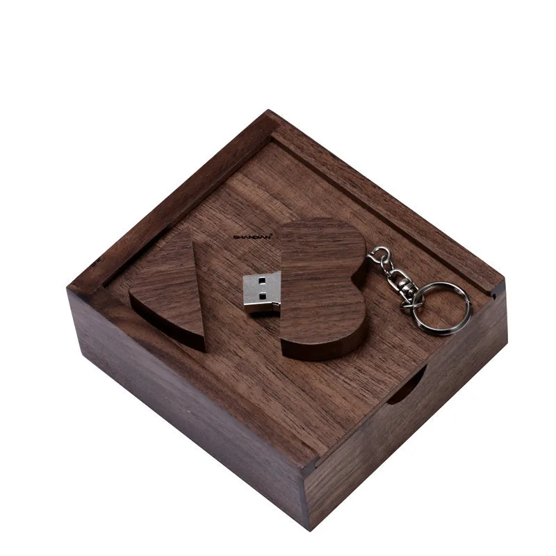 usb with box JASTER бесплатный логотип на заказ Деревянный Сердце USB+ коробка USB флэш-накопитель Флешка 16 ГБ 32 ГБ 64 Гб карта памяти фотография свадебный подарок - Цвет: usb with box