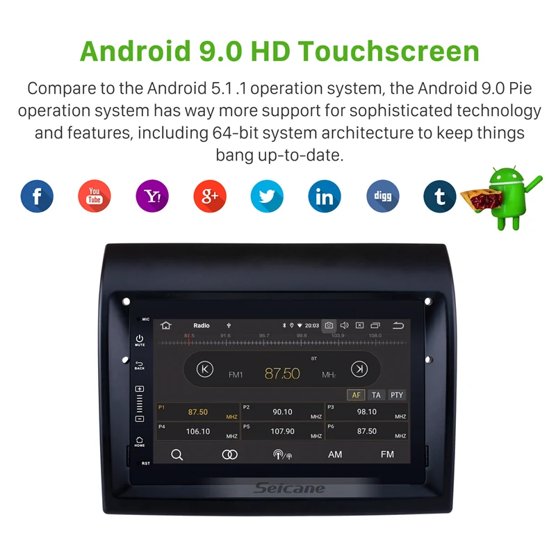 Распродажа Seicane ips экран Android 9,0 для 2007 2008- Fiat Ducato автомобильный Радио gps Автомобильный мультимедийный плеер Поддержка CarPlay SWC