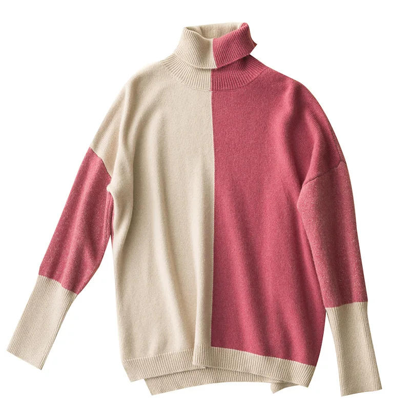 Свитер женский кашемировый с высоким воротником теплый большой размер на