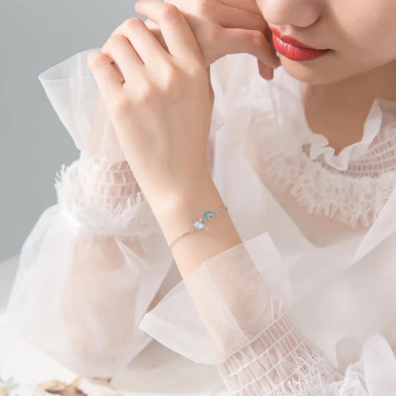 Браслет женский хипстер капающий резиновый Радужный с единорогом S3261|Гибкие и