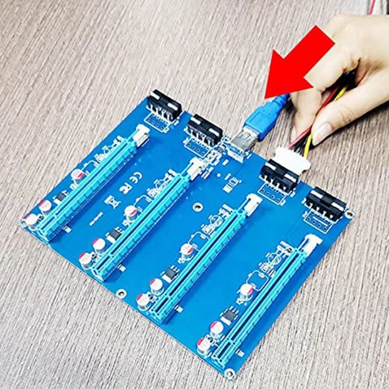 

PCI-E X1 to 4PCI-E X16 Expansion Kit 1 to 4 Port PCI Express Switch Multiplier HUB Riser Card for BTC Miner Expansion