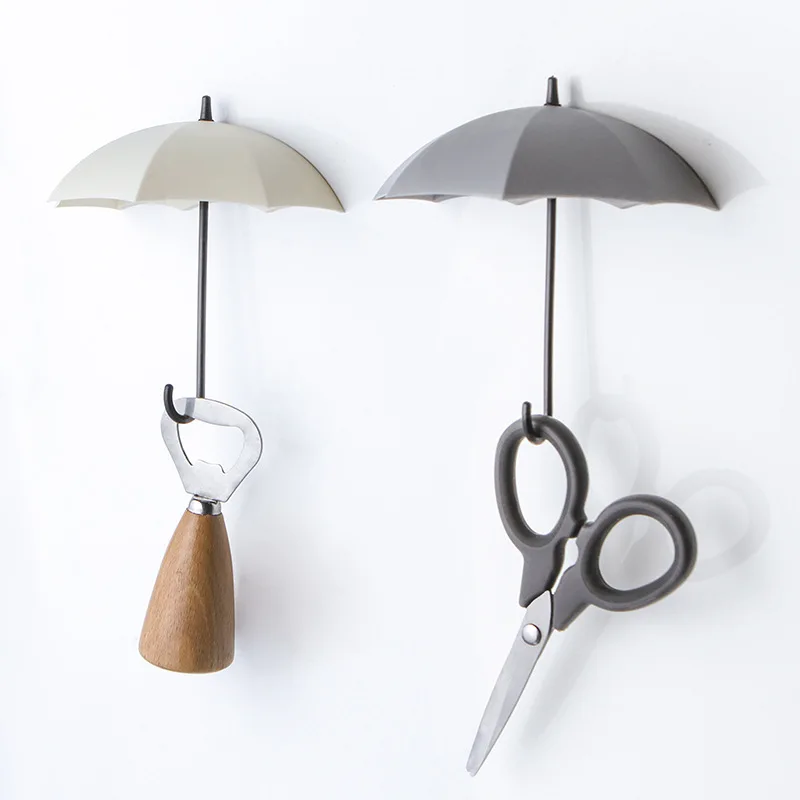 

3pcs/lot Umbrella Shaped Creative Key Hanger Rack Home Decorative Holder Wall Hook For Kitchen Bathroom Accessories