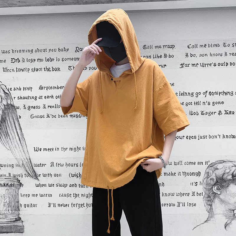 Футболка BXyichen в стиле Харадзюку/порта свободная футболка с капюшоном и ремешком