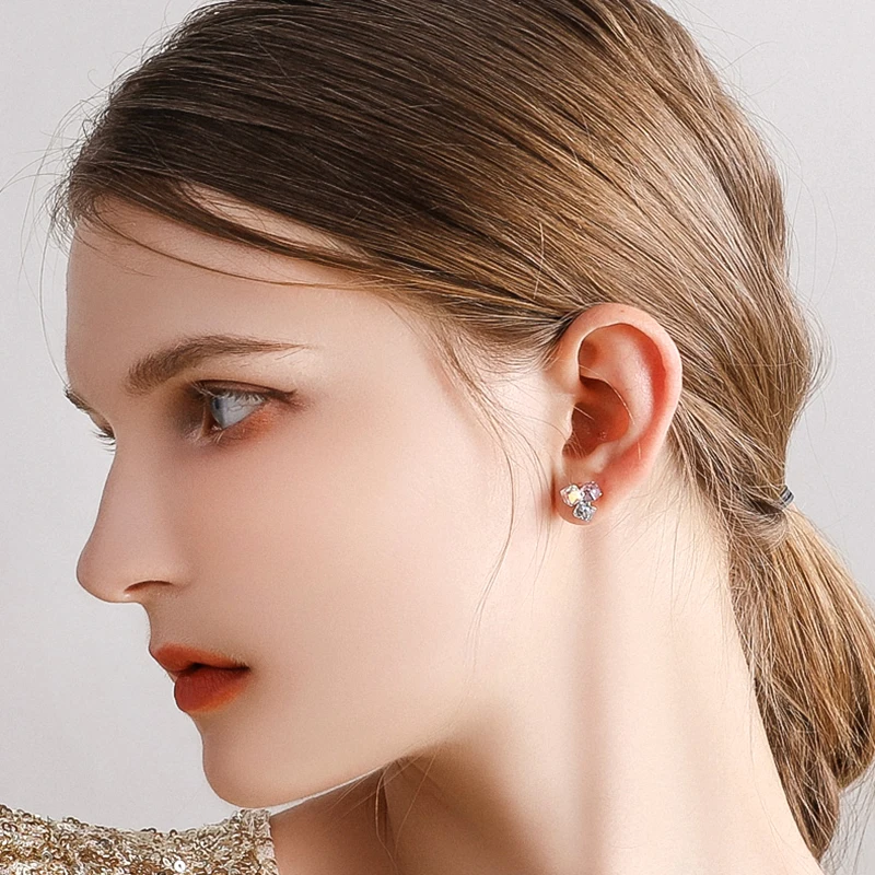 

2021 New Popular Design 14K Real Gold Dazzling Rhinestones Earrings for Women Charm Jewelry S925 Silver Needle Shiny Zircon Stud