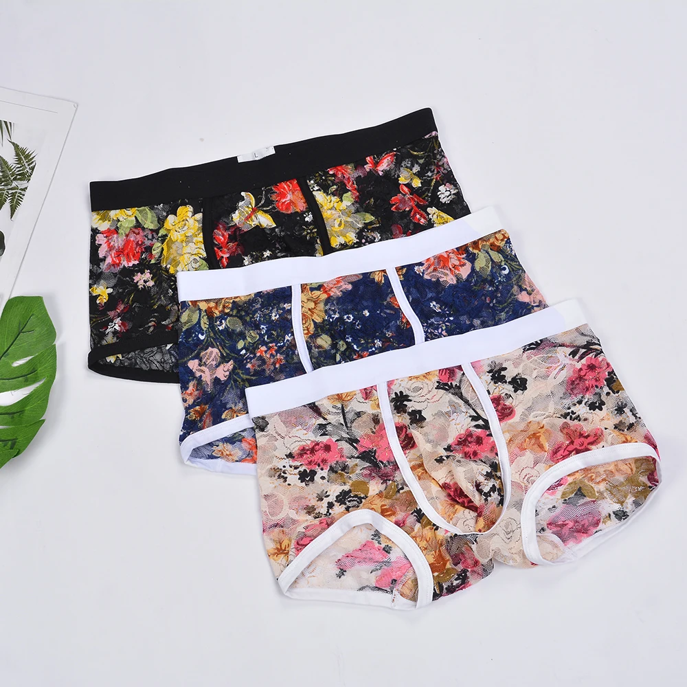

New Fashion Men's Transparent Printed Underwear Sexy Boxer Briefs Loose Breathable And Comfortable High-quality Underwear