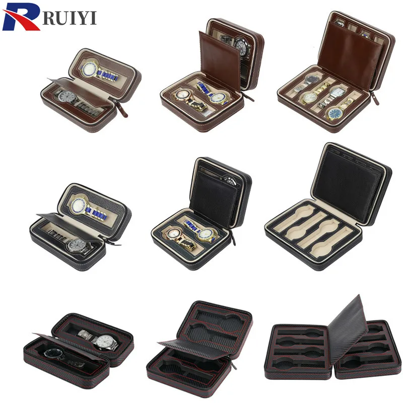 Портативный органайзер для часов из искусственной кожи с 2/4/8 ячейками на молнии |