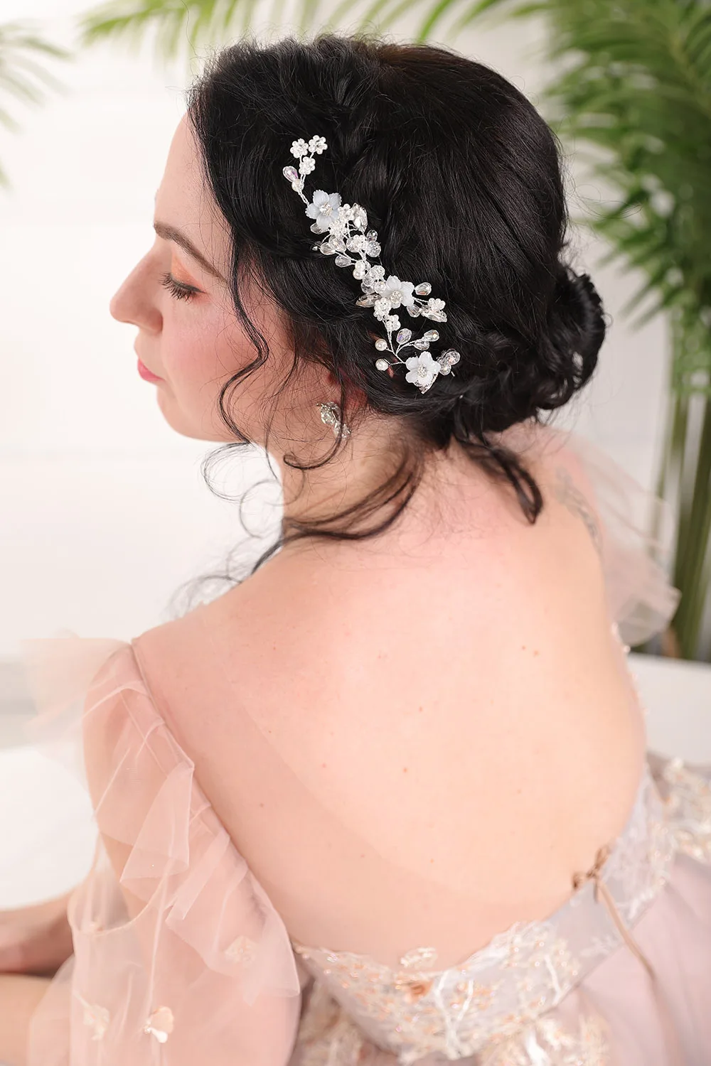 Элегантные цветочные Кристальные жемчужины Стразы Серебряные головные уборы