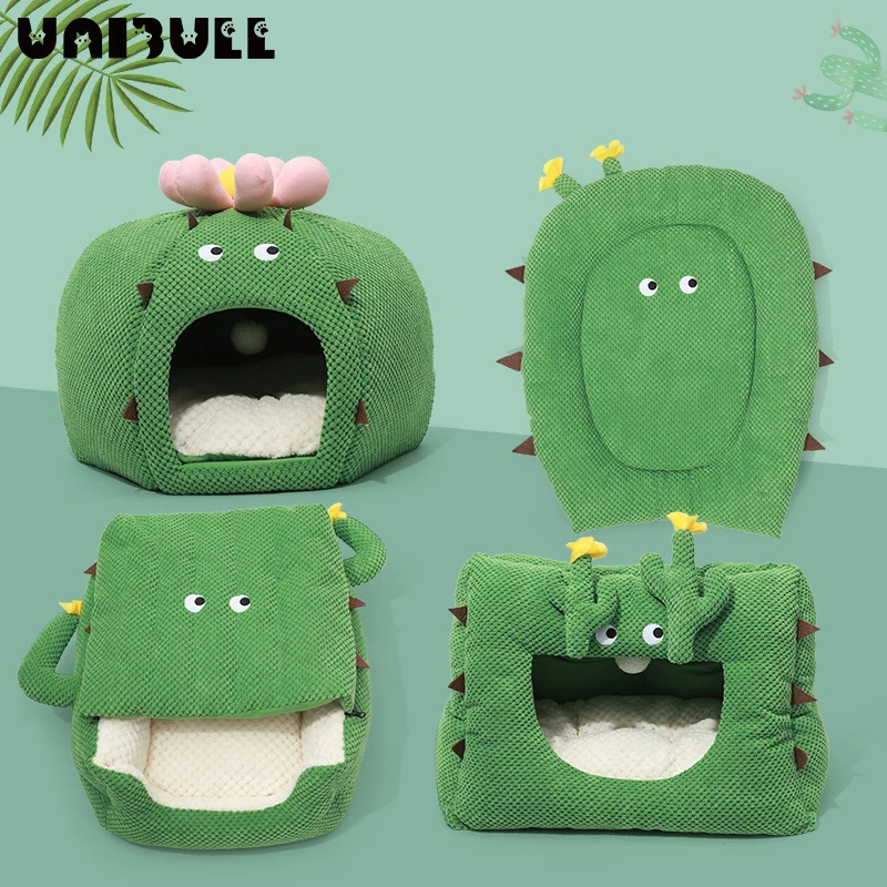 

Foldable Deep Sleep Pet Cat Cactus Pet Litter Mat Keeps Warm In Autumn and Winter, Cat Litter With funny Cat Ball, Dog Kennel