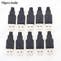 10pcs type a male usb 4 pin plug socket connector with black plastic cover type a diy kits