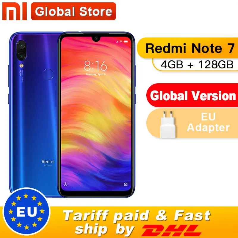 Глобальная версия Xiaomi Redmi Note 7 4GB 128GB смартфон S660 Octa Core 4000 мА/ч, 6," 2340x1080 48+ 13 Мп двойной Камера мобильного телефона из закаленного стекла