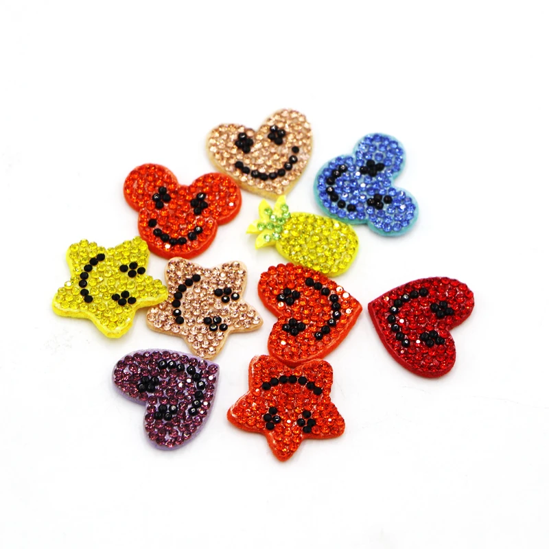 10Pcs/lot Mix Color Rhinestone Star bear Daisy Smile Patches For Kids Girls Clothes Hair Accessories DIY Sew on Appliques Badge | Дом и сад
