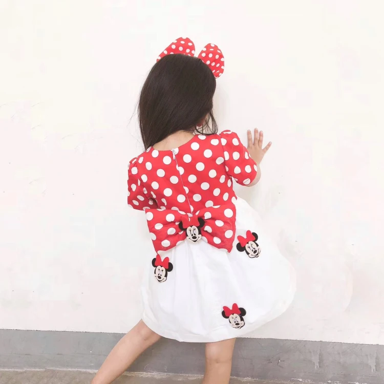 Платье принцессы в горошек лето 2019 хлопковое до колена на день рождения