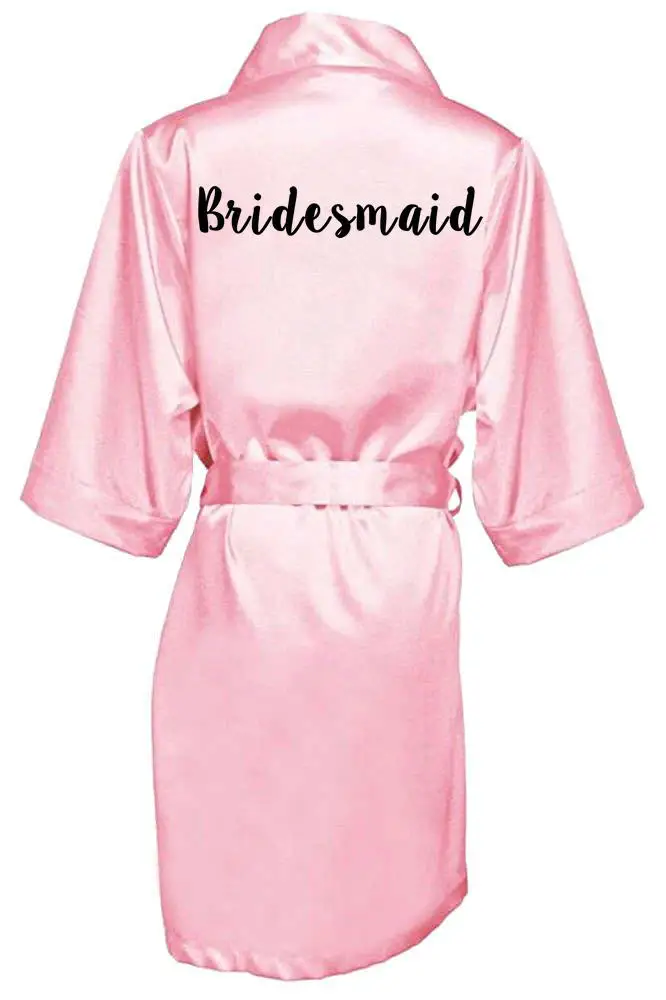 pink bridesmaid Новинкасвадебные халаты для невесты, подружки невесты, для мамы, сестры невесты, свадебный подарок, кимоно, атласные халаты - Цвет: pink bridesmaid