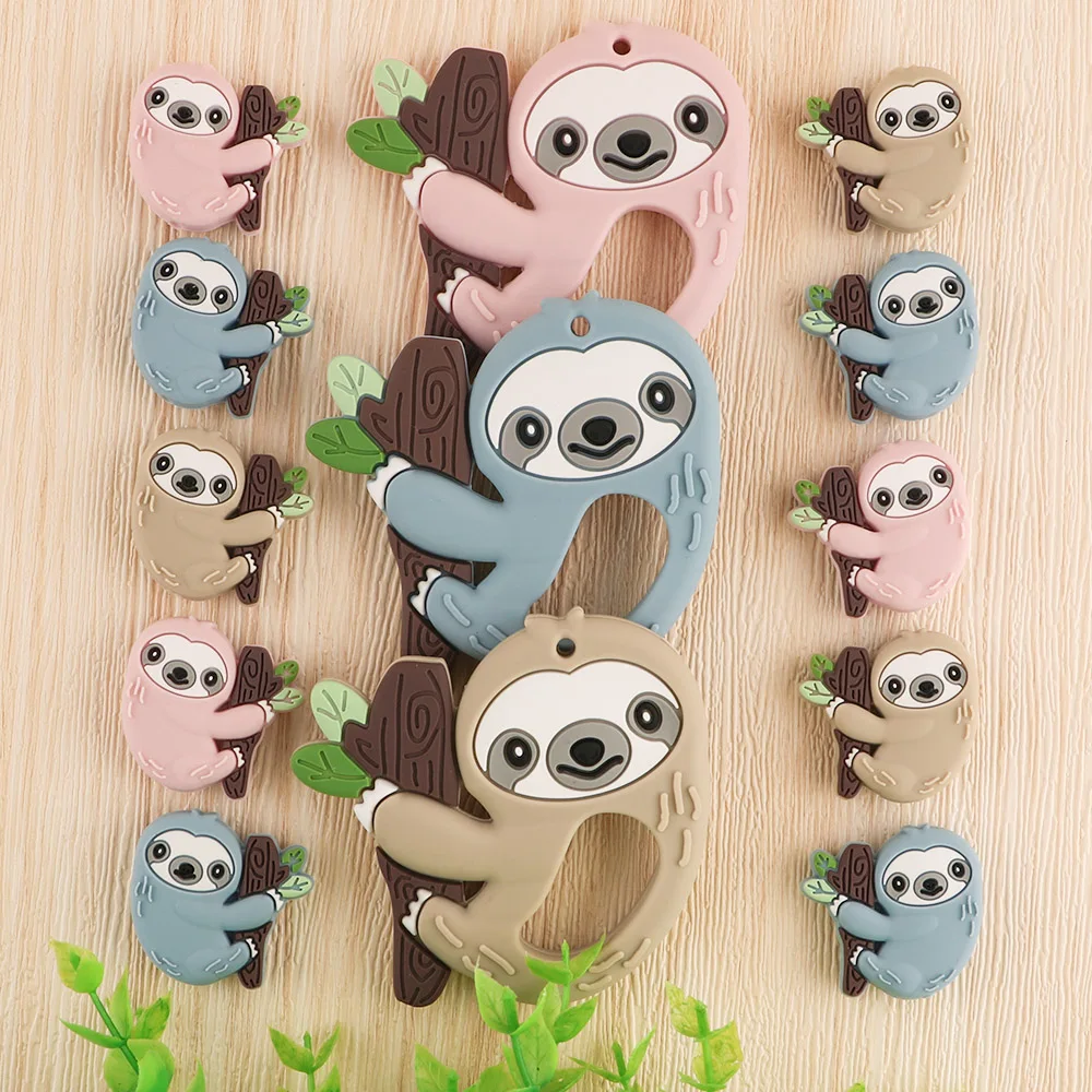 

Sunrony Animal Sloth Silicone Bead/Teether Food Grade Pendants DIY Pacifier Chain Accessories Baby Teething Toys